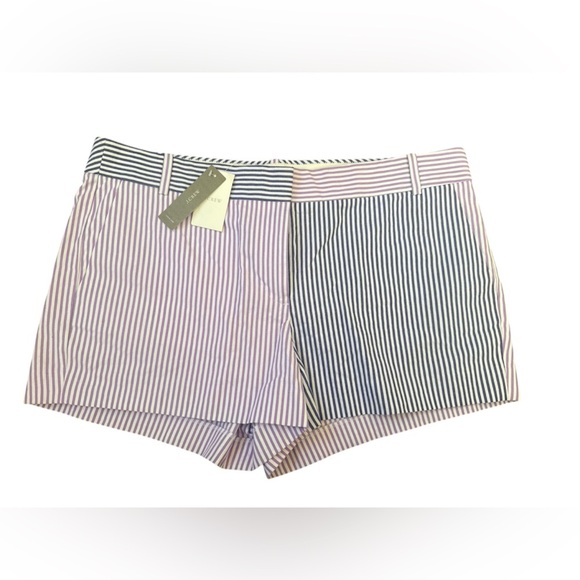 J. Crew Women’s size 12 NWT Striped Shorts purple Preppycore - Picture 1 of 7